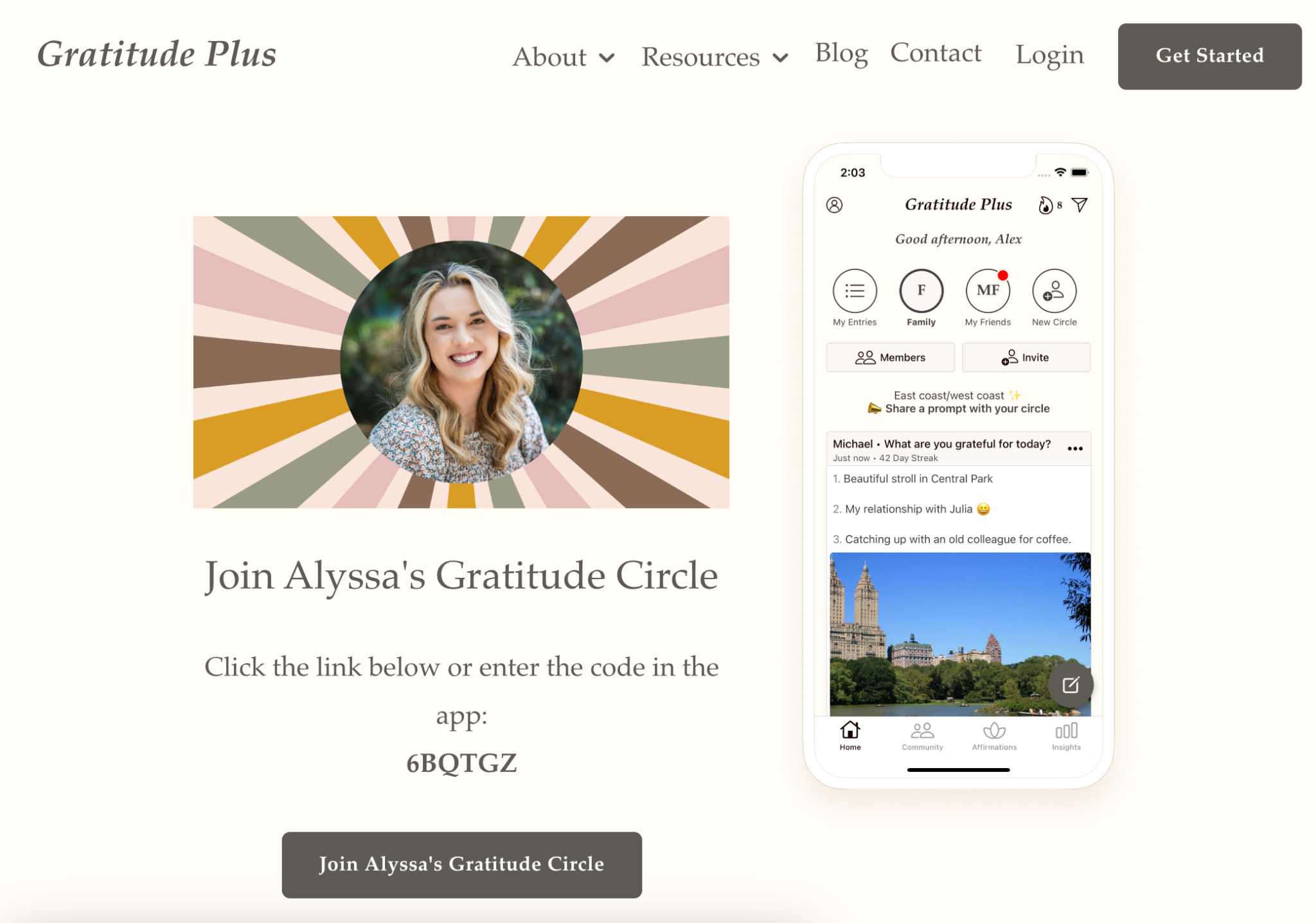 Join Alyssa's Gratitude Circle on Gratitude Plus Join Alyssa's Gratitude Circle on Gratitude Plus