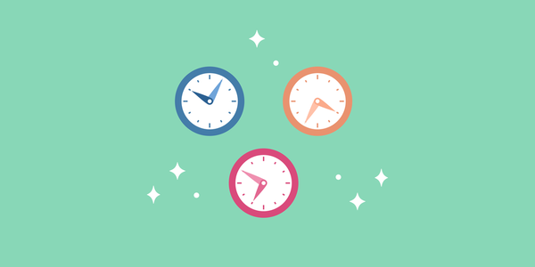 Illustration of three clocks to demonstrate time management