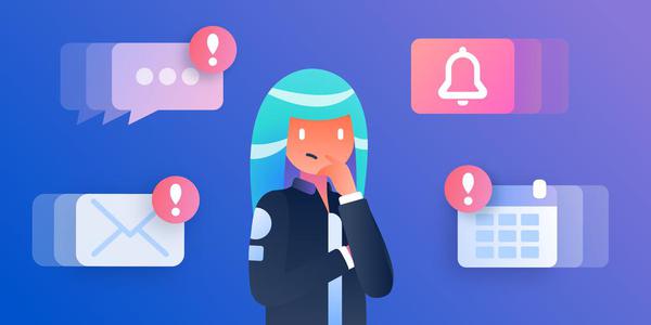 Cartoon person surrounded by urgent to-do lists with exclamation points